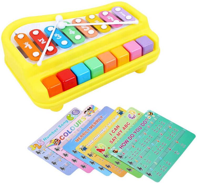 Toyporium BIG 2 in 1 Musical Piano and Xylophone Toy with 8 Colorful Keys & 2 Mallets 57