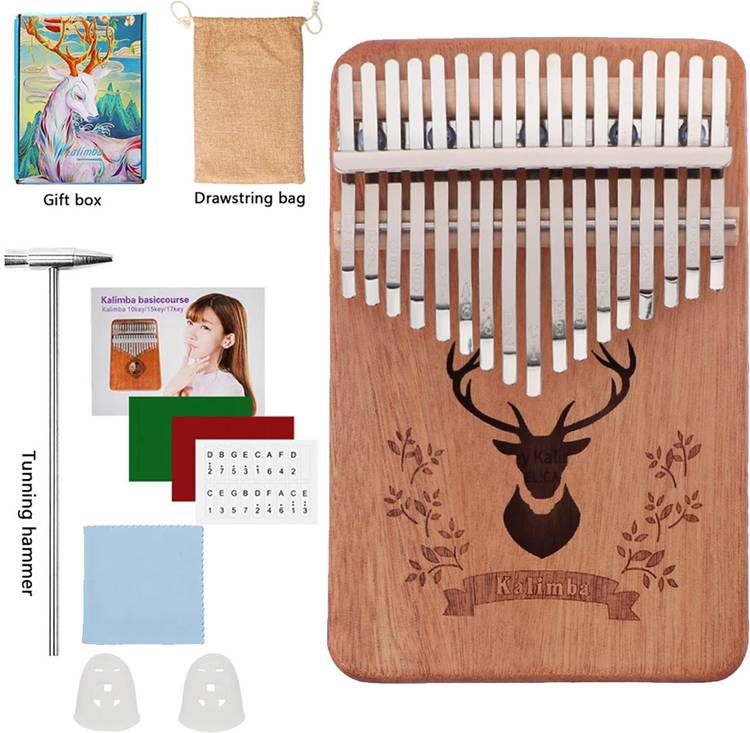 eRise Kalimba Thumb Piano 17 Keys with Tune Hammer and Study Instruction, Portable Kalimba 17 Keys Thumb Piano with Accessories Musical Instrument Finger Piano with Tuning Hammer, Gift for Beginners & Professionals