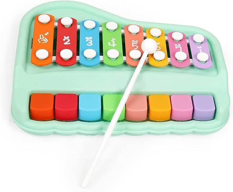 EDENGLOW 2 in 1 Piano Xylophone Toy for Toddlers,8 Multicolored Keyboard Piano