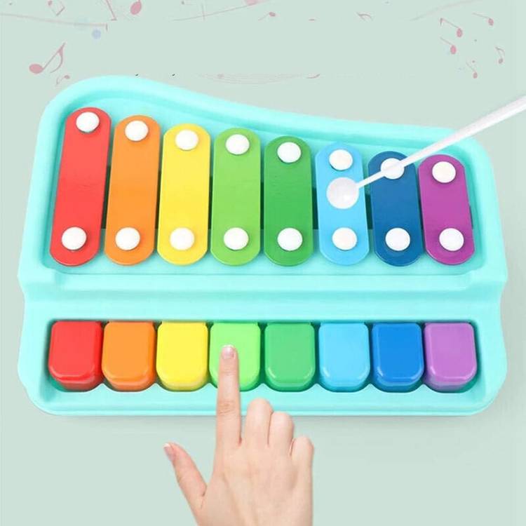 Toyporium BIG 2 in 1 Musical Piano and Xylophone Toy with 8 Colorful Keys & 2 Mallets 72