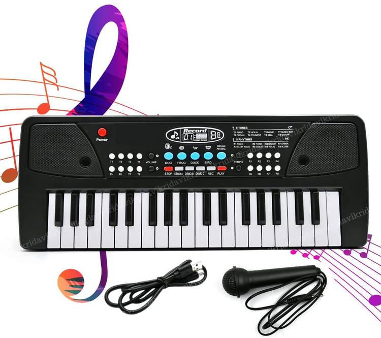 VikriDa 37 Key Piano Keyboard Toy with DC Power Option, Recording and Mic