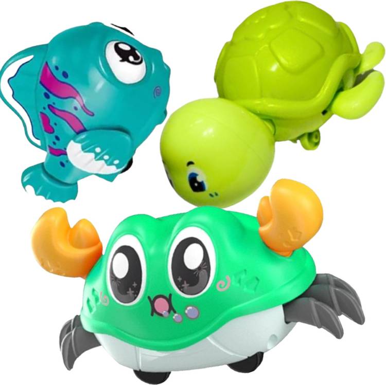 Munmoll Friction Turtle Wind Up Animal Friction Fish Running Crab Toys for Kids