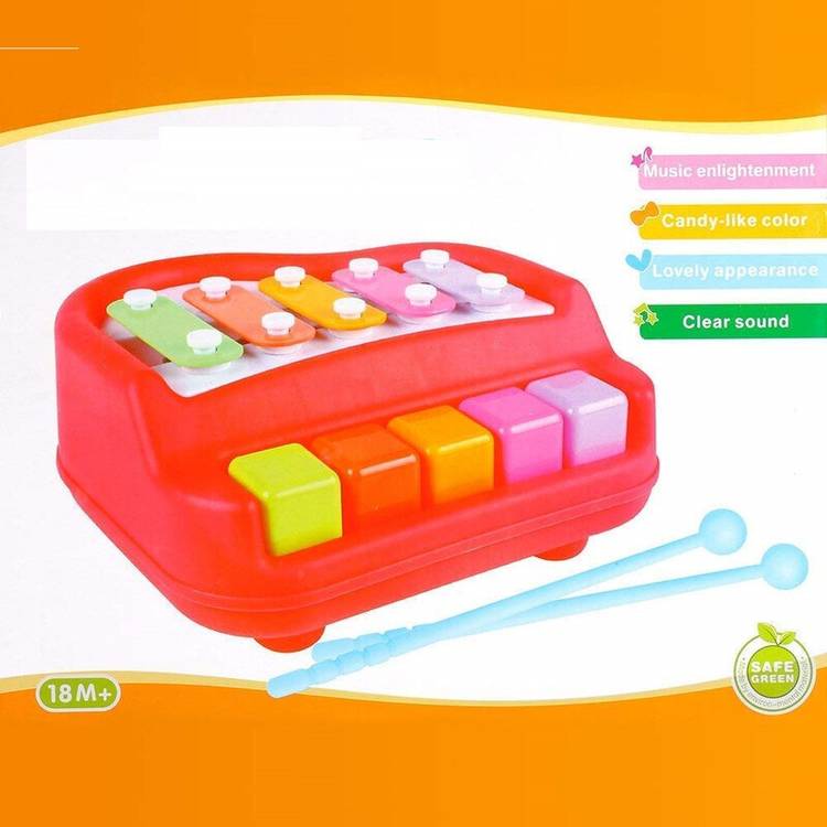 Toyporium Small 2 in 1 Musical Xylophone & Piano Toy for Kids with 5 Multicolored Keys 73