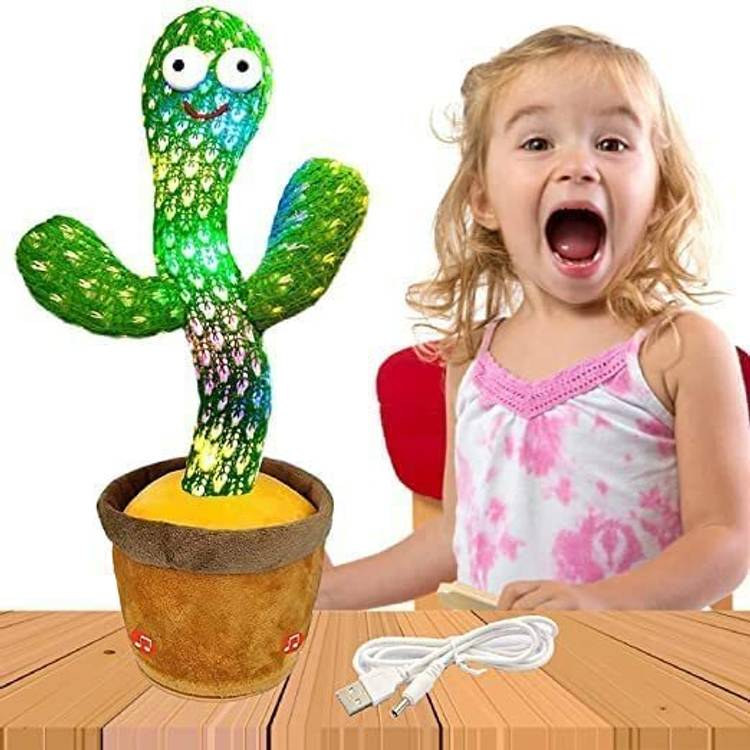 NAMANSHU TEX Cactus Rechargeable Toy Talking Plant Plush, Voice Repeat Dancing