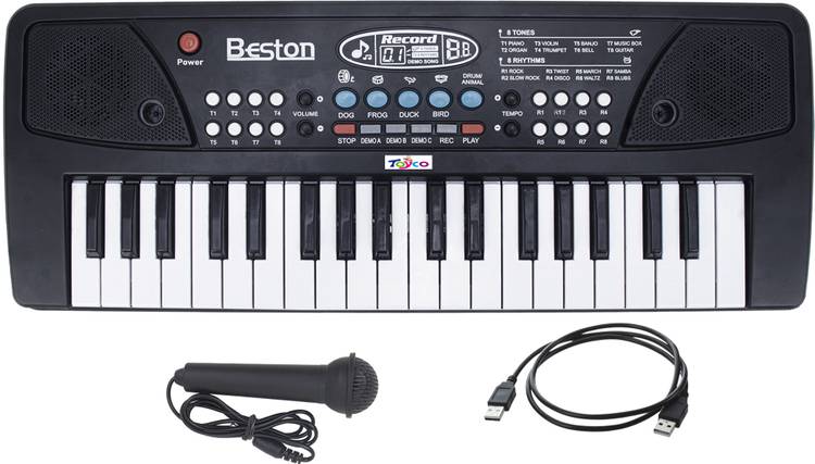 Toyco 37 Keys Piano Keyboard Toy with Microphone, USB Power Cable & Sound Recording Function