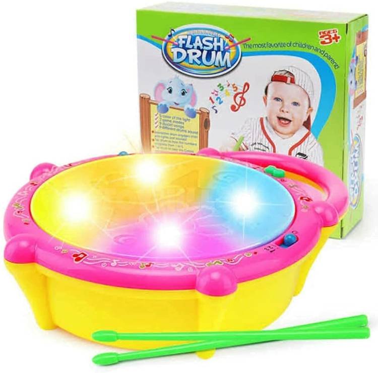 TRICKS TOY Flash Drum Toy with 5 Visual 3D Lights, Musical Toy for Kids