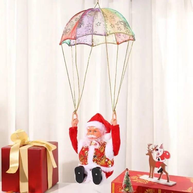 Mubco Santa Claus Parachute Somersault Electric Musical Doll Decoration Xmas Toys Gift