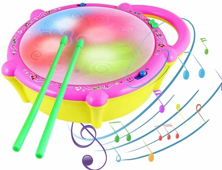 Aganta Flash Drum with 3D Lights, Music Baby Toy for 2 3 4 Year Kid Boy Girl Musical Instrument For Kids Drum For Babies