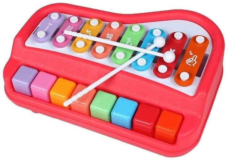 Toyporium BIG 2 in 1 Musical Piano and Xylophone Toy with 8 Colorful Keys & 2 Mallets 41