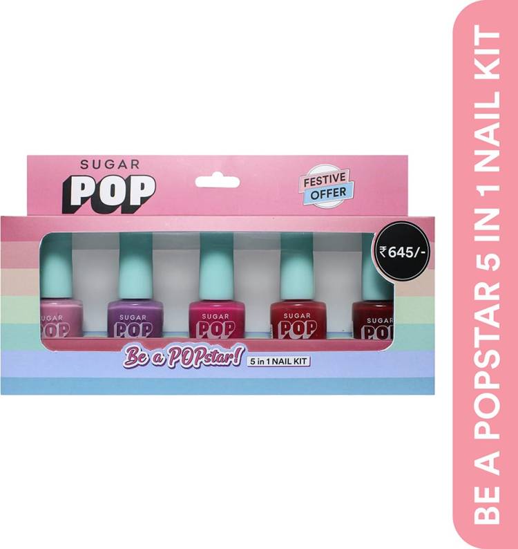 SUGAR POP 'Be a POPstar' 5 in 1 Nail Kit Nail Polish Gift Set for Women MULTI - COLOUR Price in India
