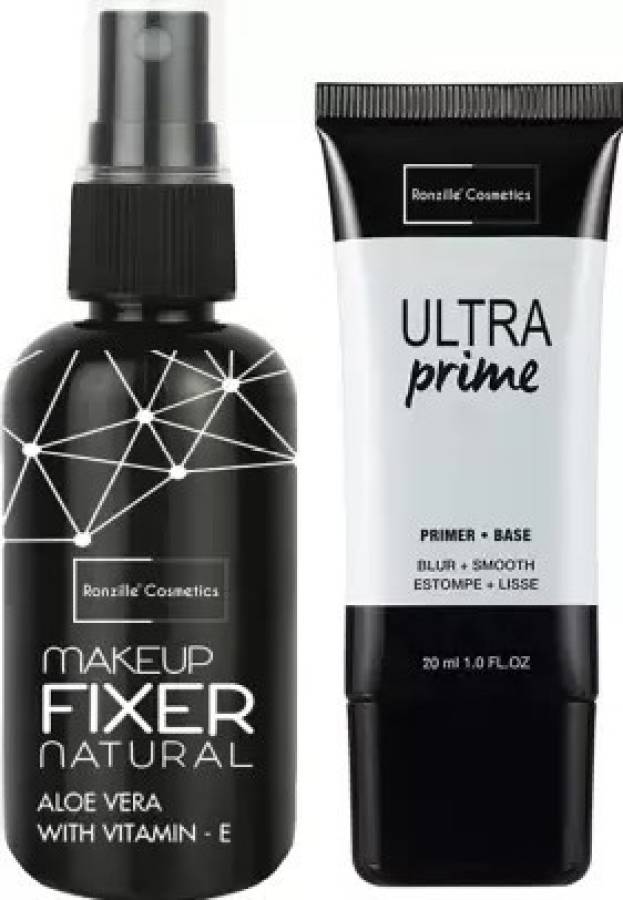 RONZILLE Makeup Fixer Natural Aloevera and Vitamin E & Ultra Primer Base/ Face  Primer  - 80 ml Price in India