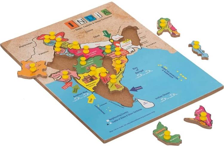 FRONY india Map Puzzles with Knobs, Educational Puzzle, Learning Aid for Kids