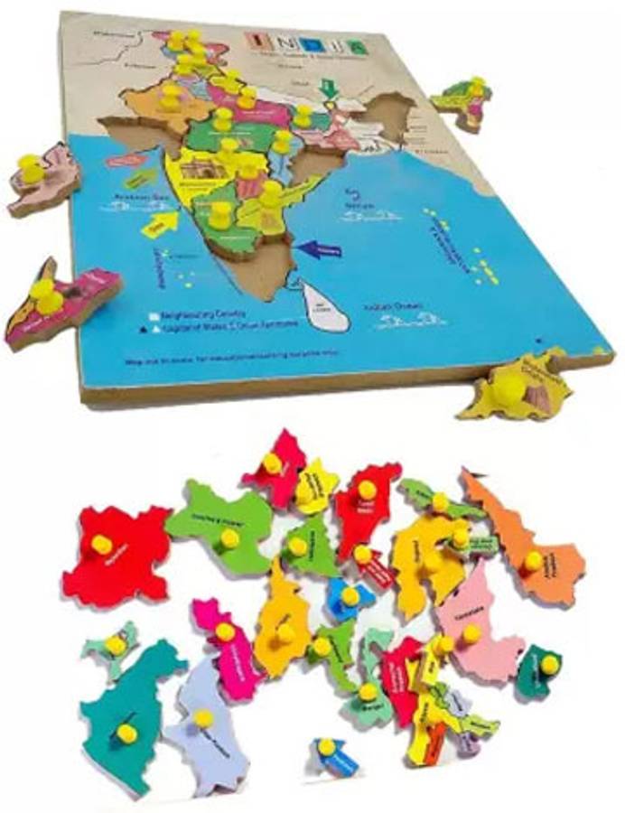 RITSKART 2024 New Wooden Educational learning Map Board Puzzle for kids