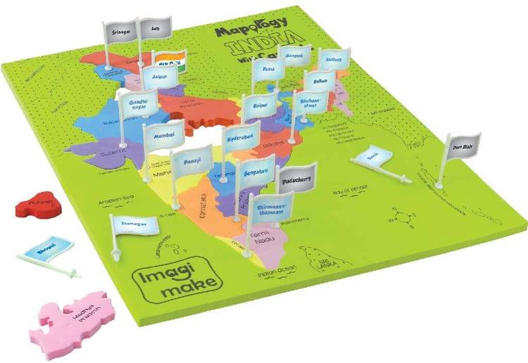 little blubud Mapology India with StateCapitals-Educational Toy&Learning Aid-MapPuzzle(24 Pcs)