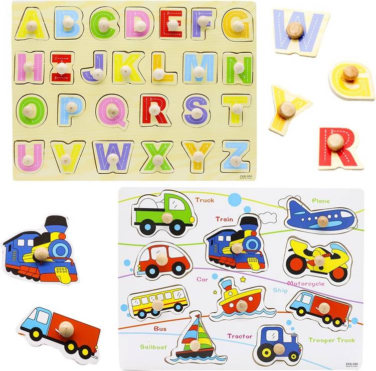 HASTHIP Wooden Puzzles Set for Toddlers 3 4 Years Old, Learning Puzzles Board for Kids