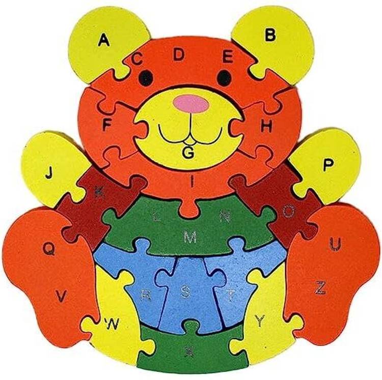 HAPYDOSE Kids Gift/Return Gift A-Z and 1-26 Wooden Bear Puzzle with Goody Bag for Toddler