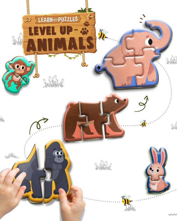 Intelliskills Premium Level Up Animals Thick& Glossy Puzzle|Educational Jigsaw Puzzle for Kids