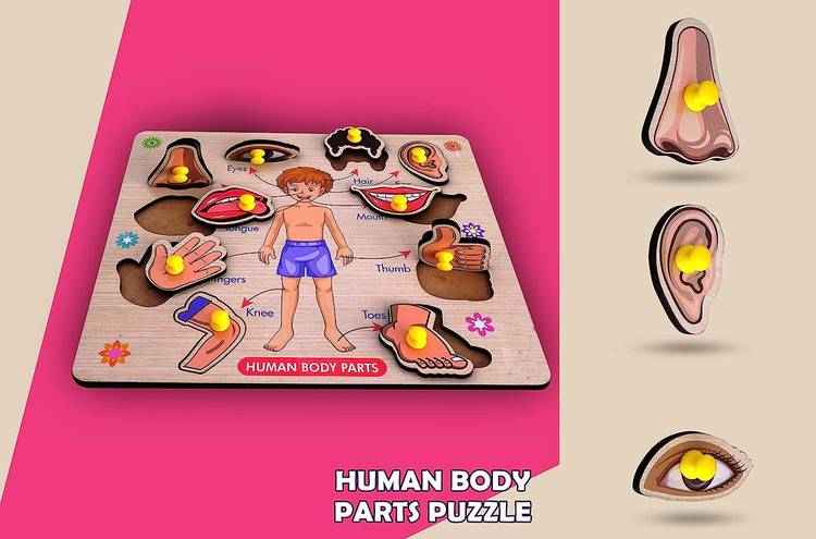 SHALAFI Wooden Human Body Parts Puzzle Games and Learning Educational Board for Kids