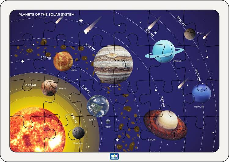 Minileaves Solar Puzzle for 4 Year Old Kids and Above (Multicolor Wooden 35 Pieces), Premium Materials 29.7 cm x 21 cm