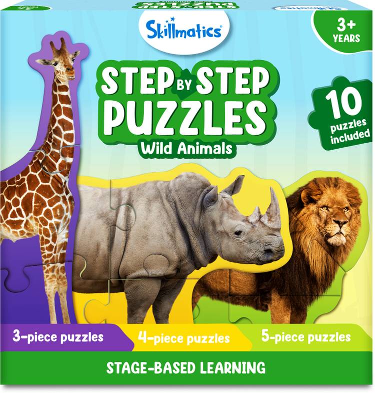 Skillmatics Step by Step Puzzle - 40 Piece Wild Animal Jigsaw & Toddler Puzzles, Ages 3 & Up