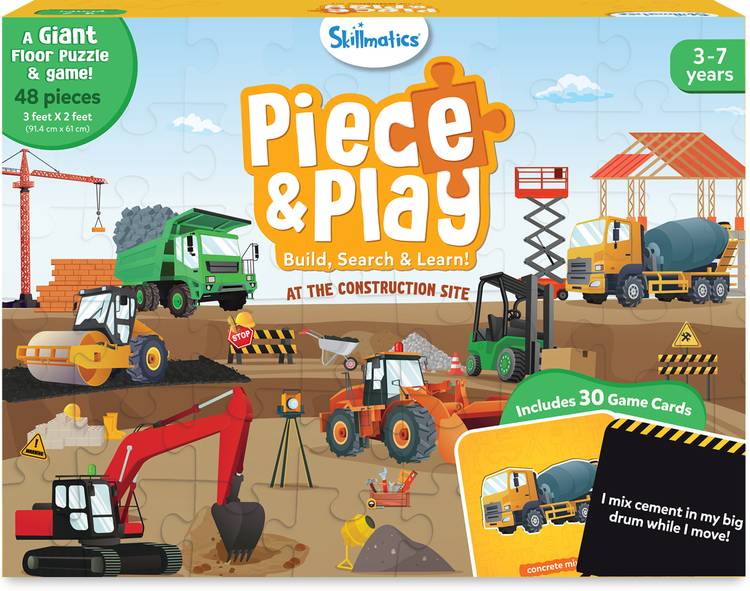 Skillmatics Floor Puzzle & Game - Piece & Play Construction Site for Kids Ages 3 to 7