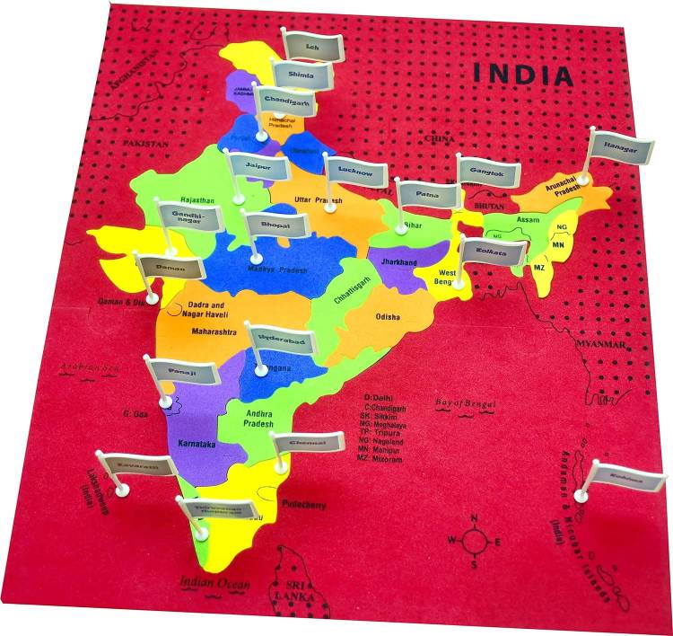 Toys N Smile India Map with State Capitals- Educational & Learning Toys Map Puzzle For Kids