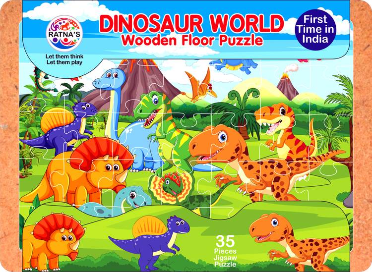 RATNA'S Dinosaur World Wooden Floor Jigsaw Puzzle for Kids (35 Pieces) (2449)
