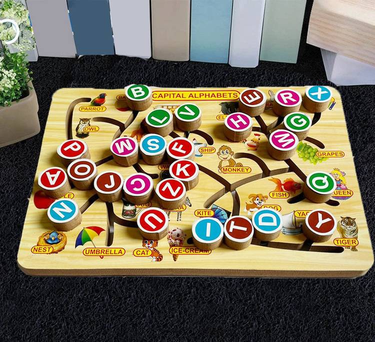 blue seed Alphabet Puzzle Board Intelligence Brain Game Sorting Blocks Tracing Puzzle Toys