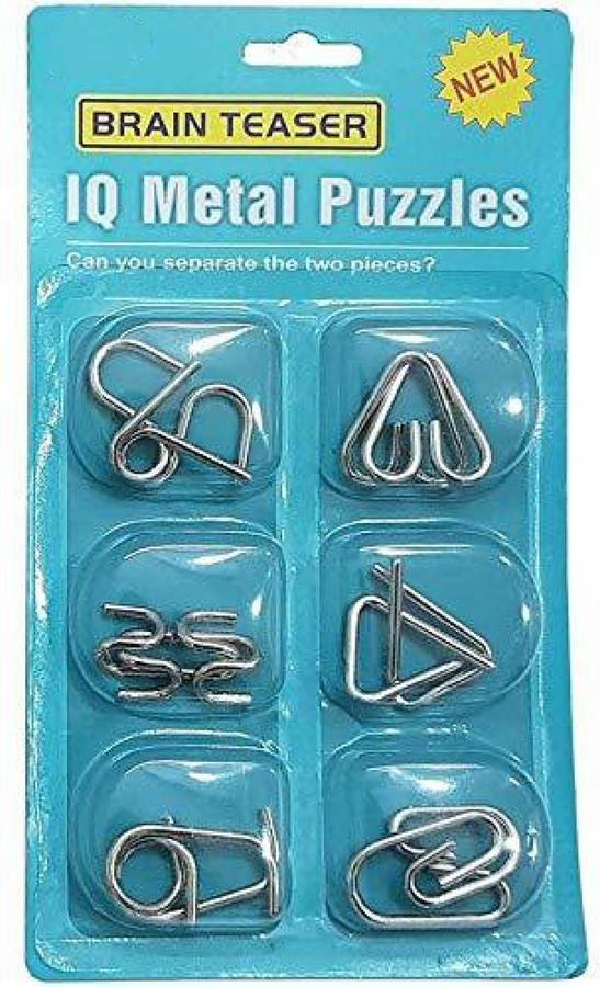 RVM Toys Set of 6 in 1 Metal Puzzle Brain Teaser Challenge Set IQ Busters Toy Teal