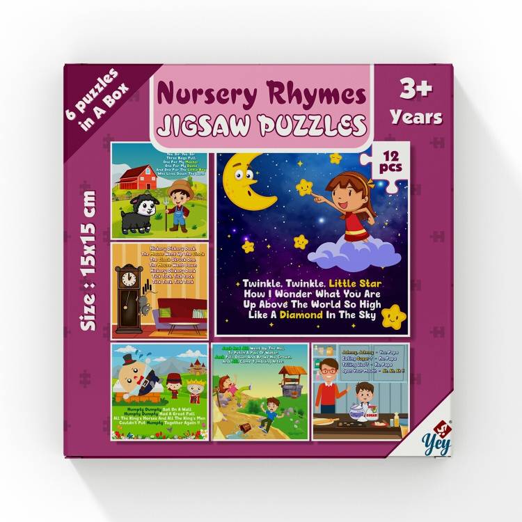 Yey 6 in 1 Nursery Rhymes Jigsaw Puzzles for Kids Set of 6 Educational Puzzles