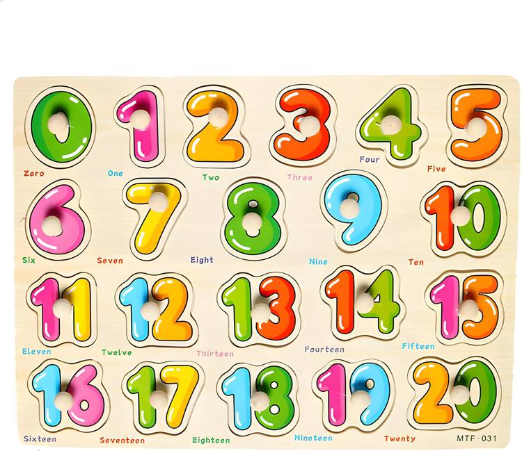 RITSKART Creative 1 To 20 Wooden Number Numerical Puzzles Counting Board for Toddlers