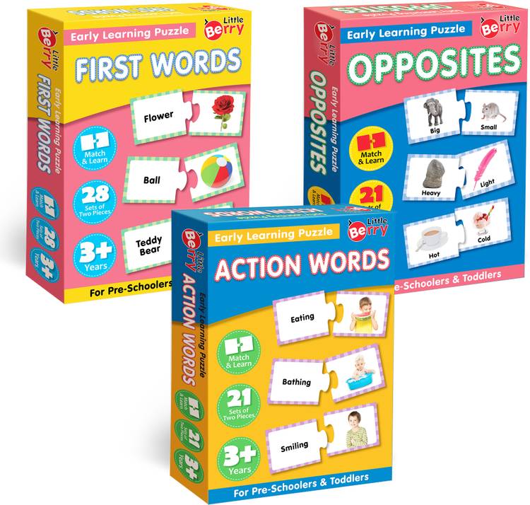 Little Berry Opposites, First Words and Action Words Early Learning Puzzles for Kids