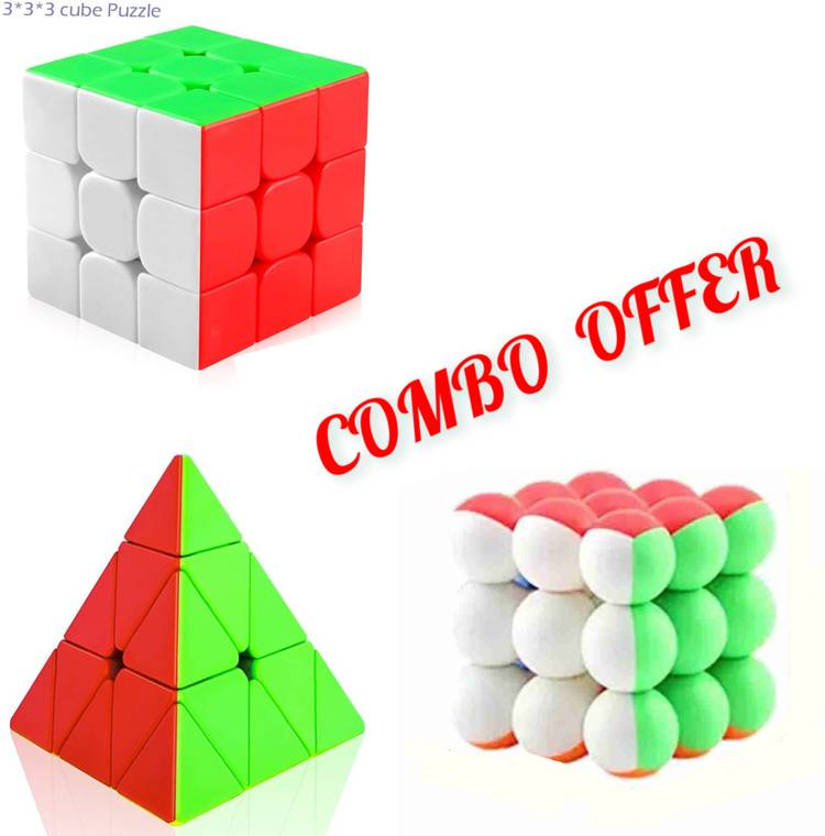 Naren (PACK OF 3) PYRAMINX ,BALL & SPEED CUBE FOR KIDS. (SIZE PC:10 ,BALL:6 ,CUBE:5CM)
