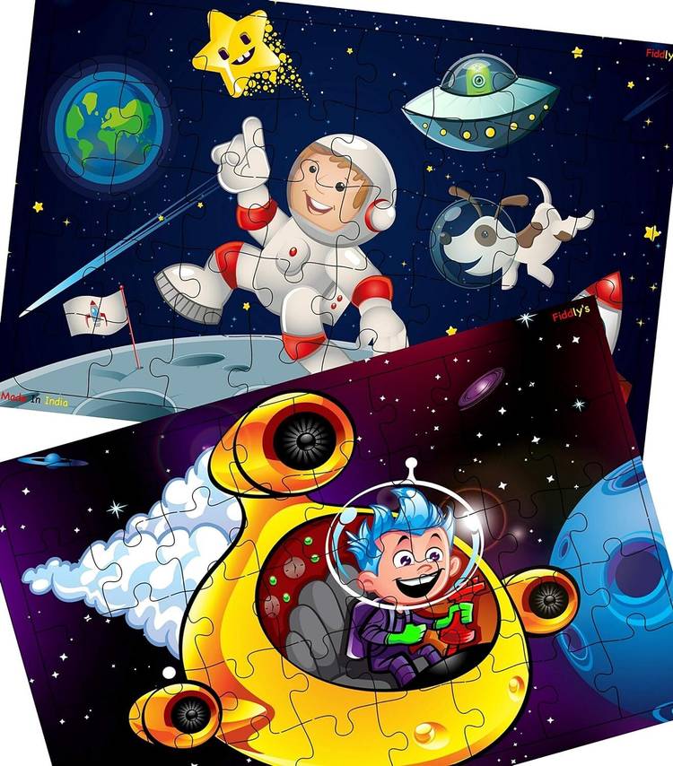 Fiddlys Wooden Puzzle for Boys & Girls Learning Educational Toy (Space Hero & Astronaut)