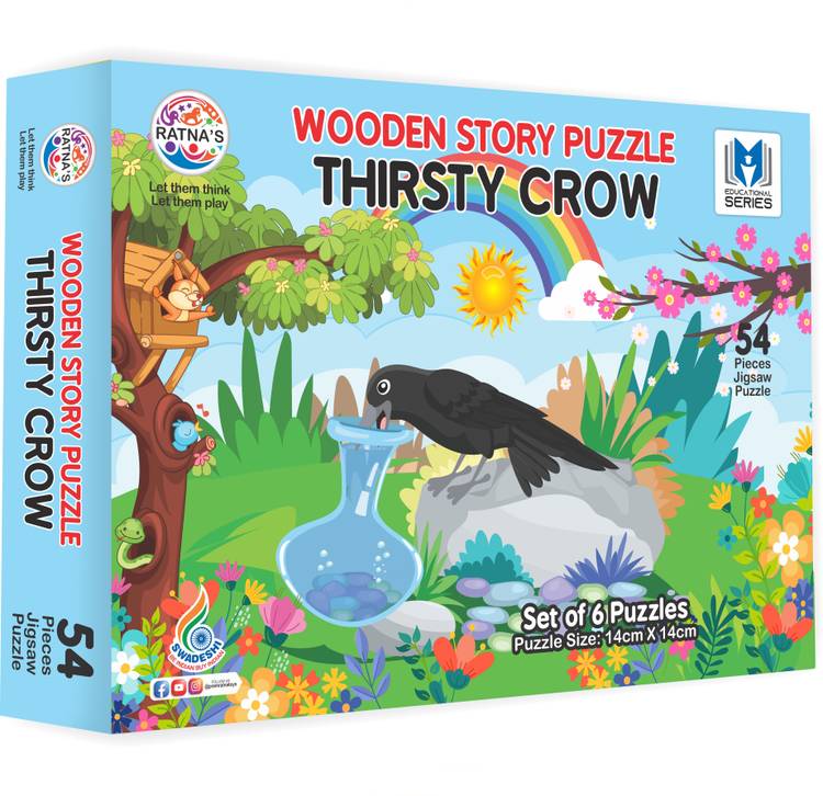 RATNA'S Thirsty Crow Wooden Story Puzzle for Kids (54 Pieces) (2440)