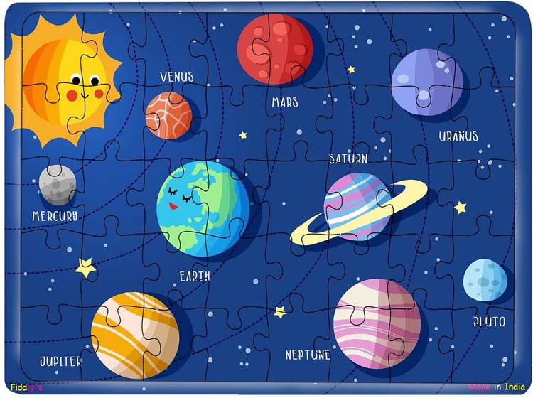 Fiddlys 40 Pcs Paperless Wooden Jigsaw Puzzle for Children (Solar System)