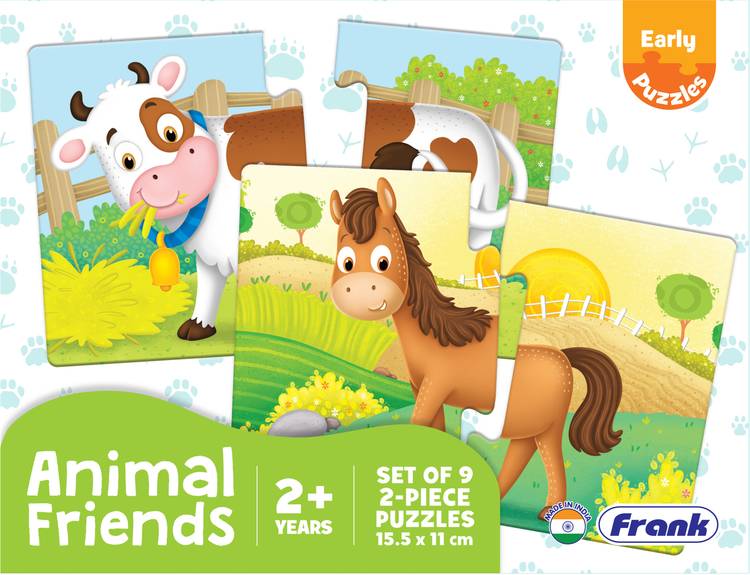 Frank Animal Friends Early Puzzles - A Set of 9 Puzzles - 2 Pieces each