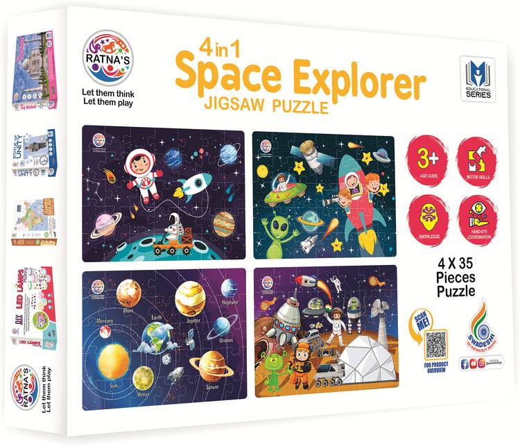 RATNA'S Space Explorer 4in1 Jigsaw puzzle for young astronauts (140 Pieces) (2364)