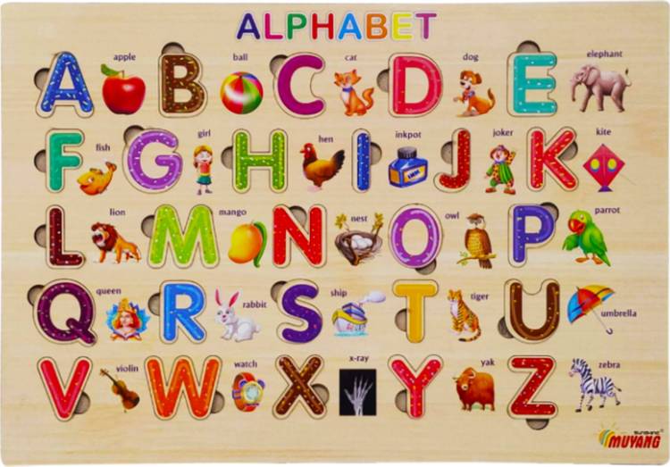 Parteet Premium Quality Wooden ABC Upper Case Alphabet Puzzle for Kids