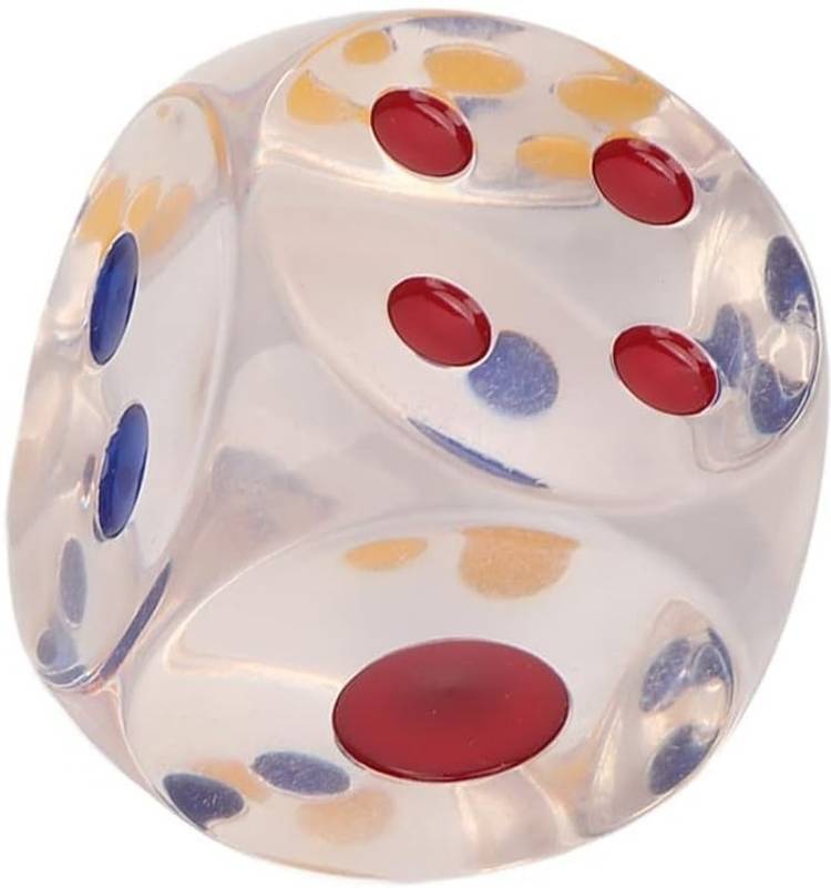 voldot Jumbo Dice with Colored Dots, 6-Sided Transparent Dice,Six-Sided Gaming Dice