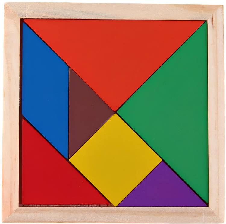 Cambly Wooden Tangram Puzzle for Kids - Colorful Brain Teaser, Educational Toy