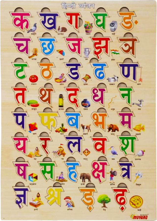 Parteet Premium Quality Wooden Hindi Alphabet Puzzle for Kids