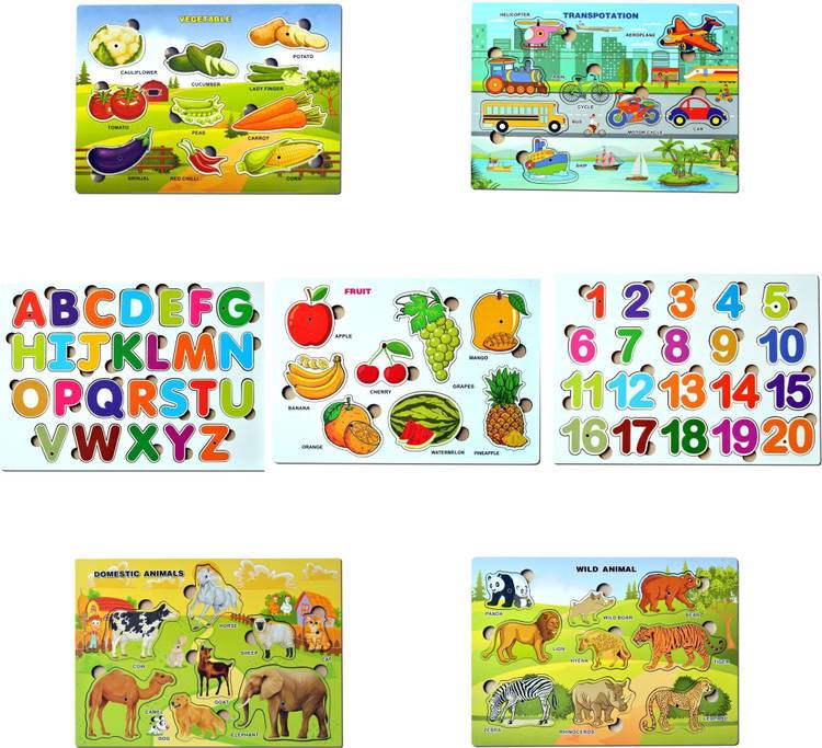 The Ally Wooden Educational Puzzle Combo for Kids Early Learning ( Set of 7)