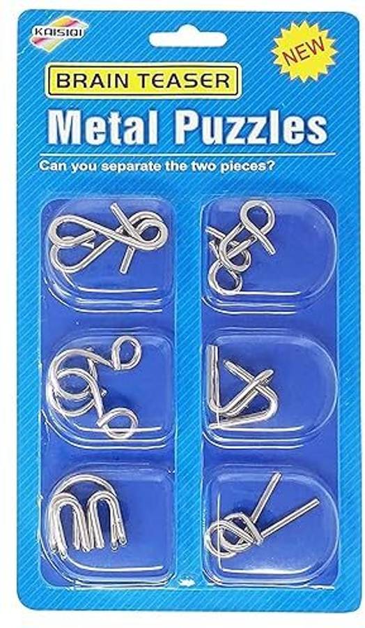 CrazyBuy 6Pc Brain Teasers Metal Puzzle,Disentanglement Puzzle Unlock Interlock Toys