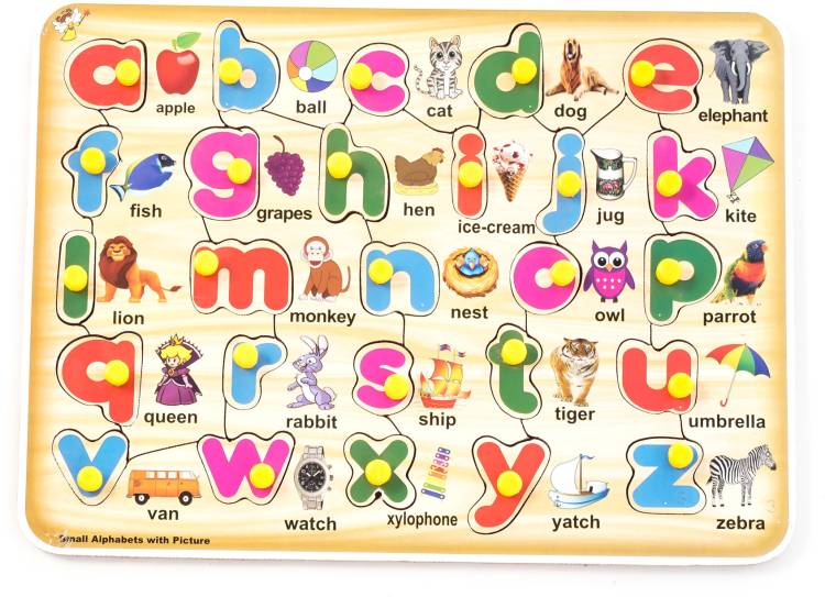 FUNTEEN Wooden Puzzle For Kids of Small Alphabets with Images