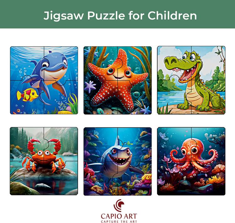 CAPIO ART Kid's Wooden Jigsaw Puzzle Games for Kids & ChildrenS (6designs) Marine Life