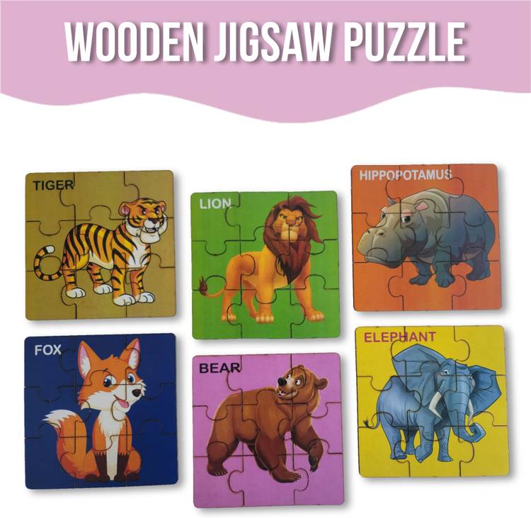 Toys universe Animal Wooden Puzzles for Kids Children for 2+ Years 6 Different Animals Learn