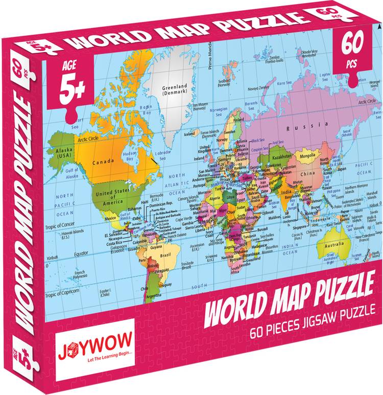 joywow JOY WOW Jigsaw Puzzle Educational and Learning Toy for Kids 60 Pieces World Map