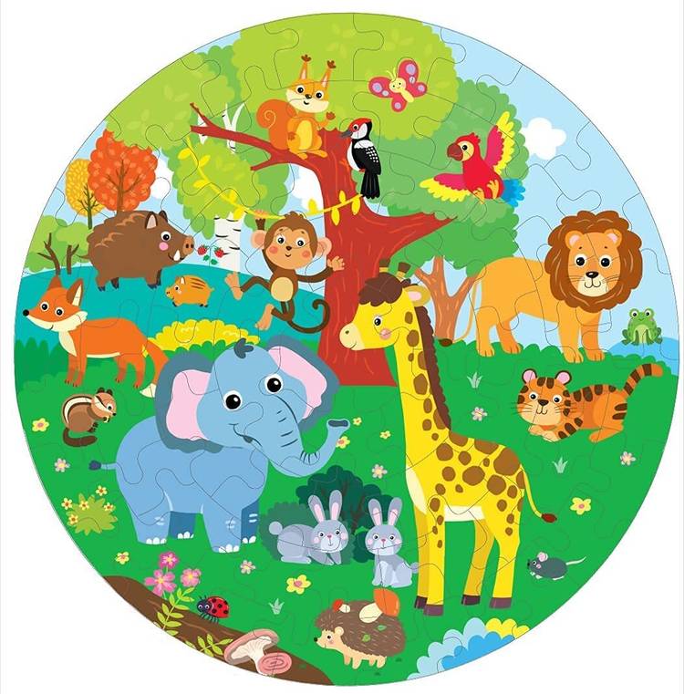 Fiddlys Creative Wooden Jigsaw Puzzle for Children 66Pcs (Animal World)