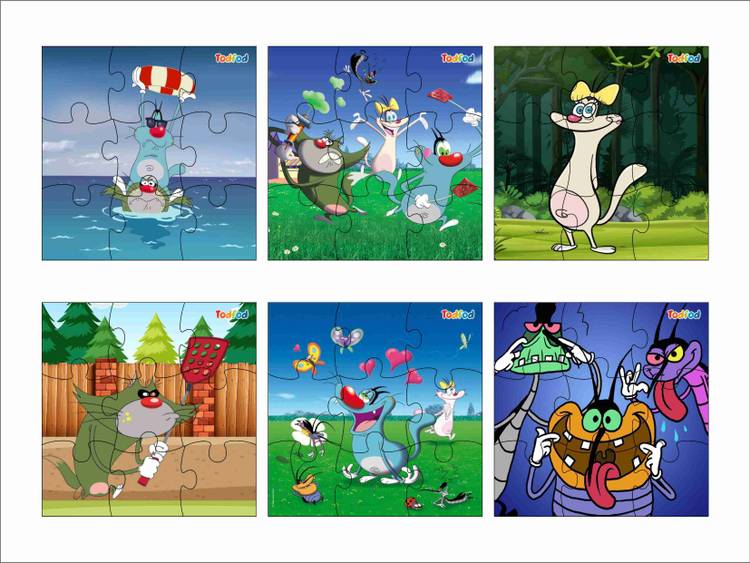 Todfod Wooden Jigsaw Puzzle Oggy and Cockroach Anime Cartoon Characters For Kids